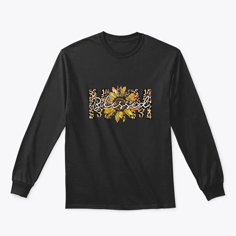 Blessed Mom Leopard Print With Sunflower